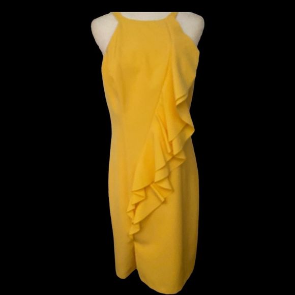 Vince Camuto Sheath Diagonal Double Ruffle Detail Dress Women's Size 12 - Picture 9 of 12